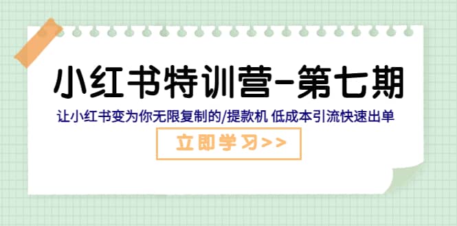 小红书特训营-第七期 让小红书变为你无限复制的/提款机 低成本引流快速出单