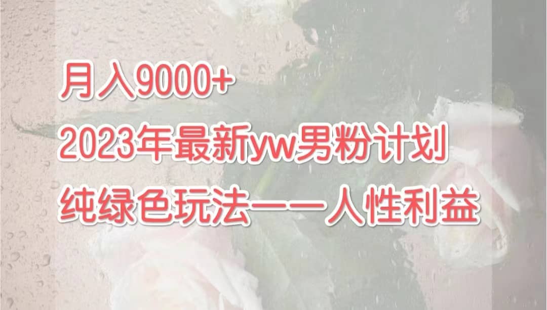 月入9000+2023年9月最新yw男粉计划绿色玩法——人性之利益