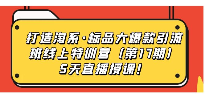 打造淘系·标品大爆款引流班线上特训营5天直播授课！